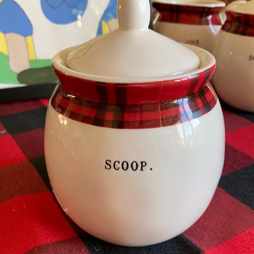 Rae Dunn Christmas Scoop pottery set